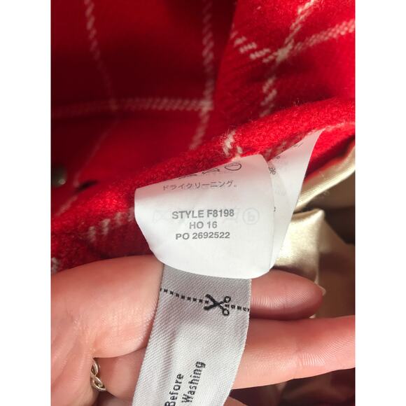J. Crew Chateau Parka Red Plaid Lady Windowpane Check 100% Wool Hooded Coat 2 - Picture 10 of 12